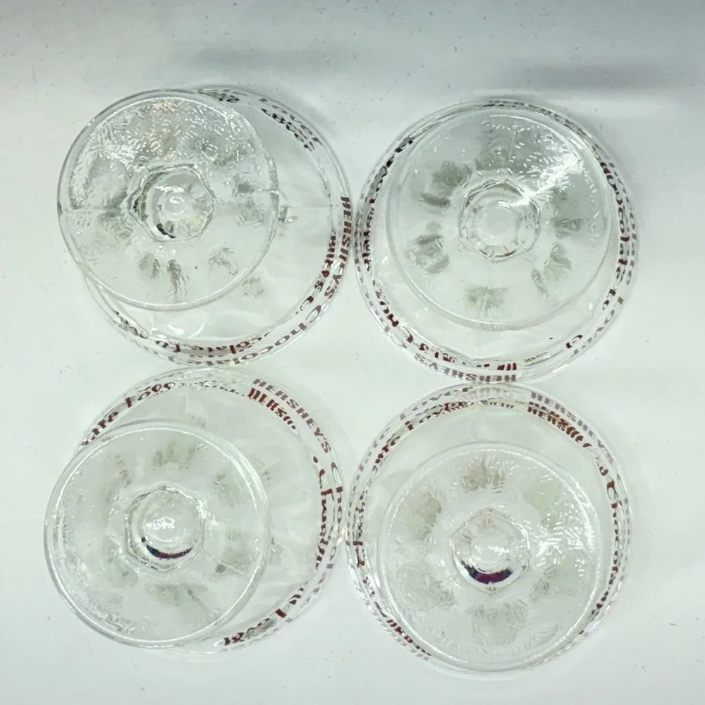 Hershey's Chocolate Lover Glass Sundae Cup Set of 4 Pedestal Fluted Retro 3